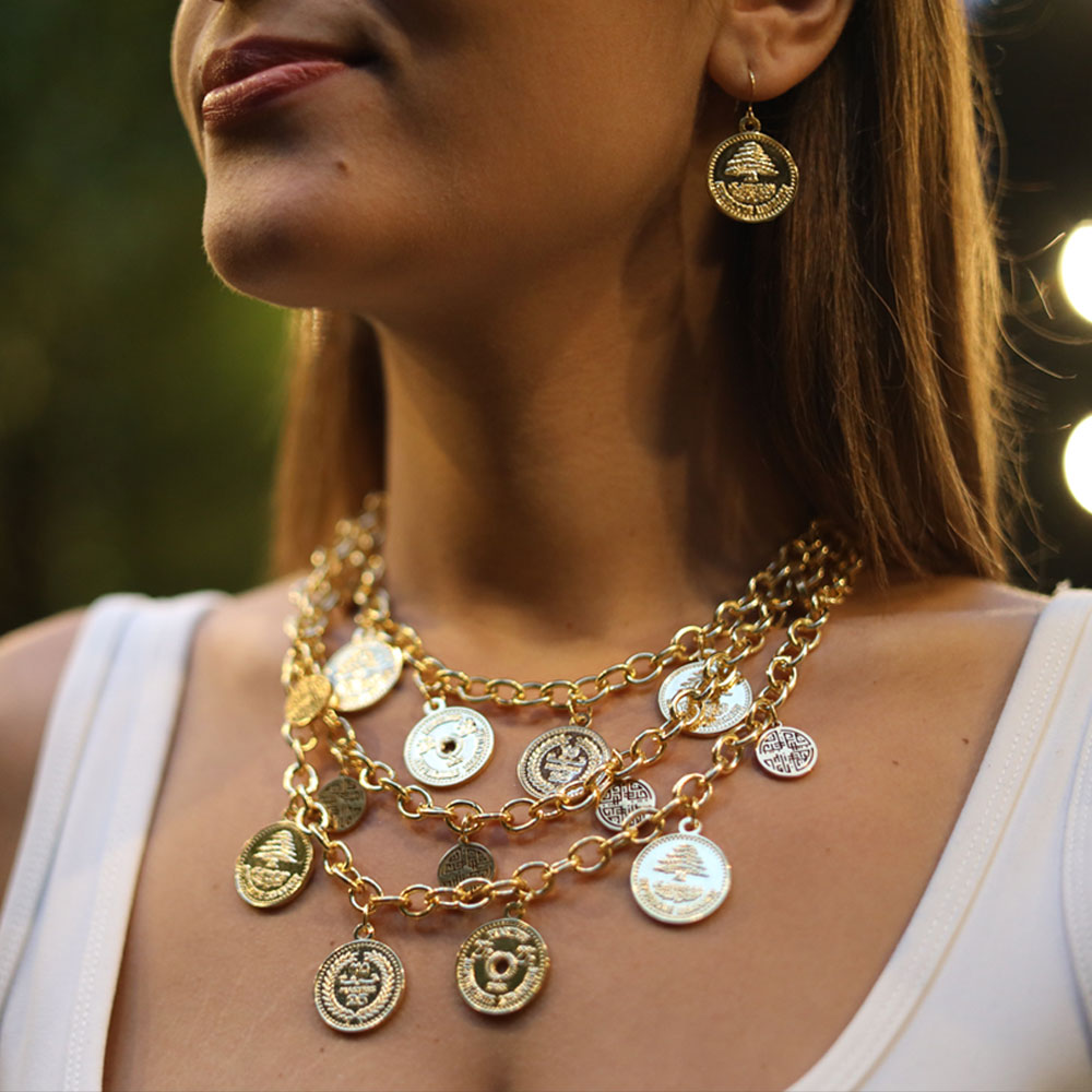 Multilayered Necklace _  Lebanese Coins